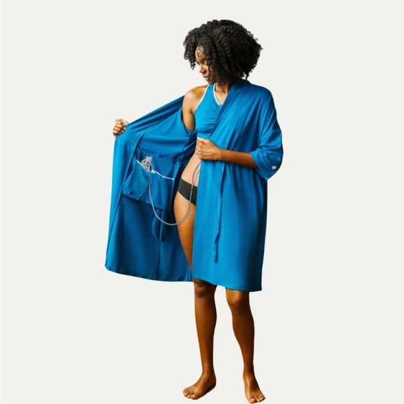 BROBE Post Surgery Recovery Robe Size Medium Blue Tie Front Super Soft - Picture 3 of 9